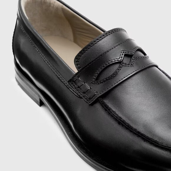 AllSaints Men\'s Harmon Western Leather Loafer Shoes, Black Size 10